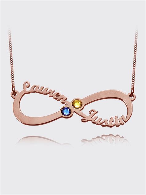 Personalized Infinity Name Necklace With Birthstones