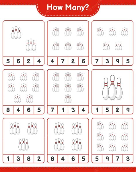 Premium Vector Counting Game How Many Bowling Pin Educational