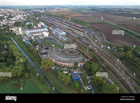 Railway Turntable For Locomotives Aerial View Train Turntableaerial