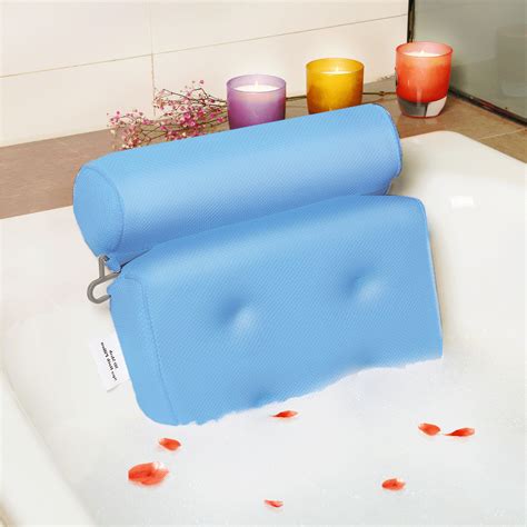 Spa Bath Pillow Breathable 3d Mesh Bathtub Pillow With 4 Suction Cups