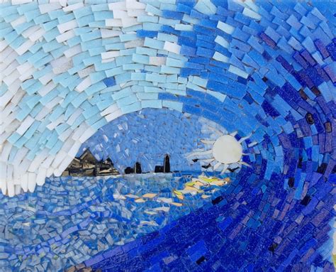 Mosaic Wall Art, Original Art, Wall Decor, Wall Hanging, Waves, Sea ...