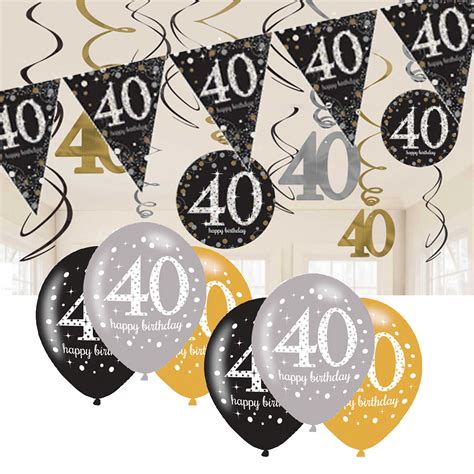 Buy Cheerstoyears 40th Birthday Decorations Black And Gold 40th Birthday Bunting Balloons