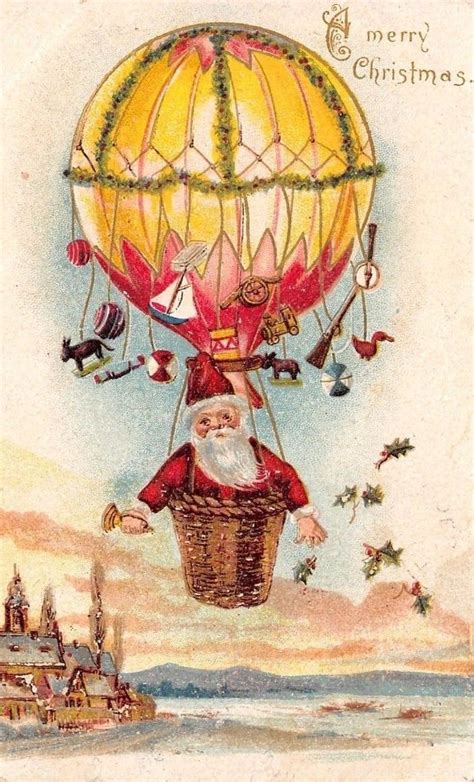 Pin By Isabella Taustinni On Balloon Postcards Merry Christmas Santa