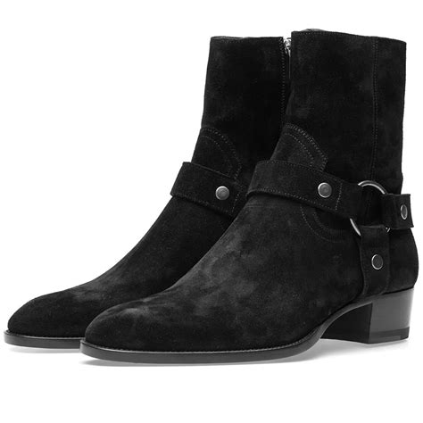 Saint Laurent Wyatt Harness Suede Boot Black END