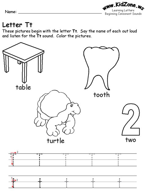 Letter T Printable Worksheet | Beginning Consonant Sound Worksheets