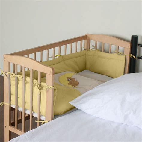 Baby Bedside Wooden Cot 94x44x75 Cm Rolls Co Sleeper Yellow 8 Pieces