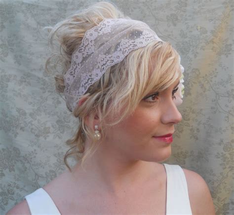 Vintage Style Wide Lace Wedding Brides Bridesmaid Headband Blush Champagne By Leelees Bridal