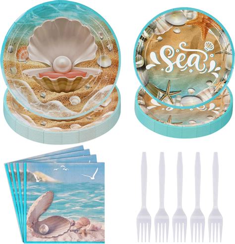 Hipvvild Seashell Beach Party Decorations Dinnerware Beach Seashell Party Supplies