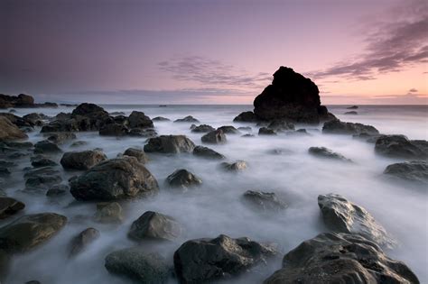 Wallpaper Sunset Sea Bay Rock Shore Sand Beach Sunrise