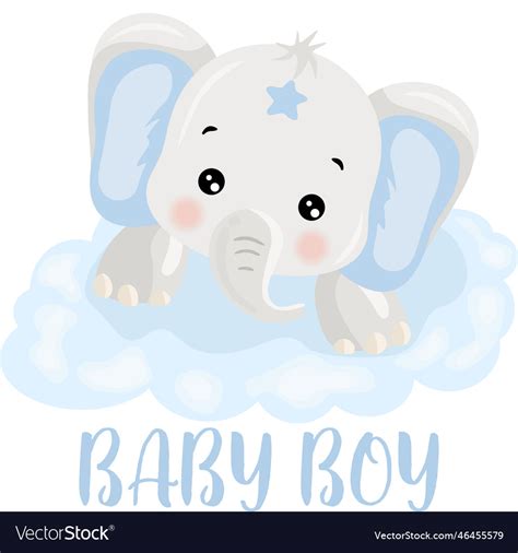 Baby Boy Blue Cute Elephant Royalty Free Vector Image