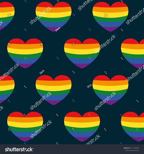 Seamless Rainbow Colored Hearts Rainbowflag Gay Stock Vector Royalty Free