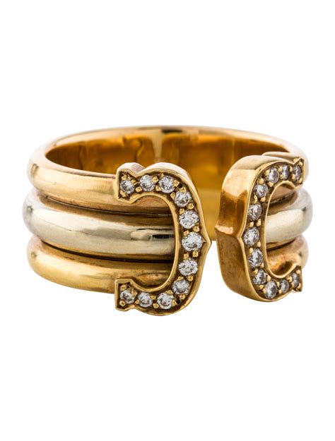 Cartier C de Cartier Diamond Ring - Gold, 18K Yellow Gold Band, Rings ...