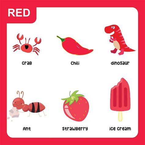 Aprendiendo el color rojo para niños listo para imprimir póster