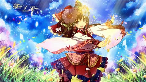 Brunettes Video Games Clouds Nature Touhou Cherry Blossoms