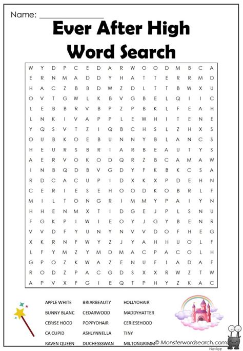 Ever After High Word Search Ever After High Ever After Free