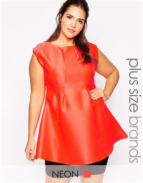 Ax Paris Plus Sleeveless Peplum Top In Pink Coral Lyst