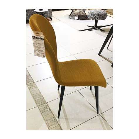 Chaise Salle Manger En Tissu Jaune Moutarde Pied M Tal Anthracite