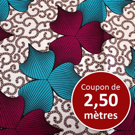 Tissu Africain WAX Trèfle bleu canard clématite coupon de 2 50 mètres