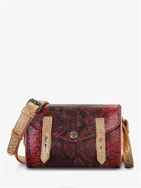 Le Mini Indispensable Python Rouge Grenat Sac Bandouli Re Cuir Femme