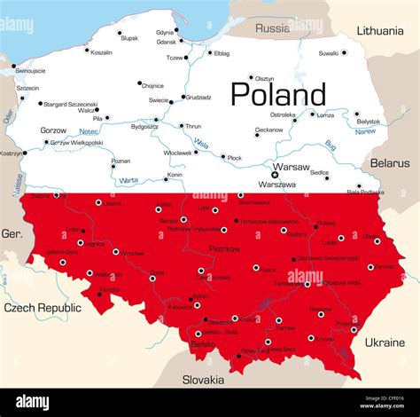 Abstract Vector Color Map Of Poland Country Coloured By National Flag