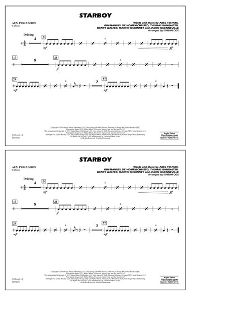 Starboy Aux Percussion By Ishbah Cox Percussion Digital Sheet Music Sheet Music Plus