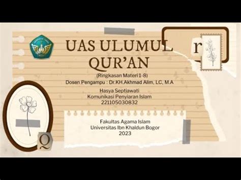 UAS Ulumul Quran KPI 2A Dr H Akhmad Alim M A Hasya Septiawati