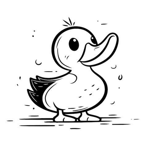 Ilustración vectorial de dibujos animados de patos bonitos dibujado a