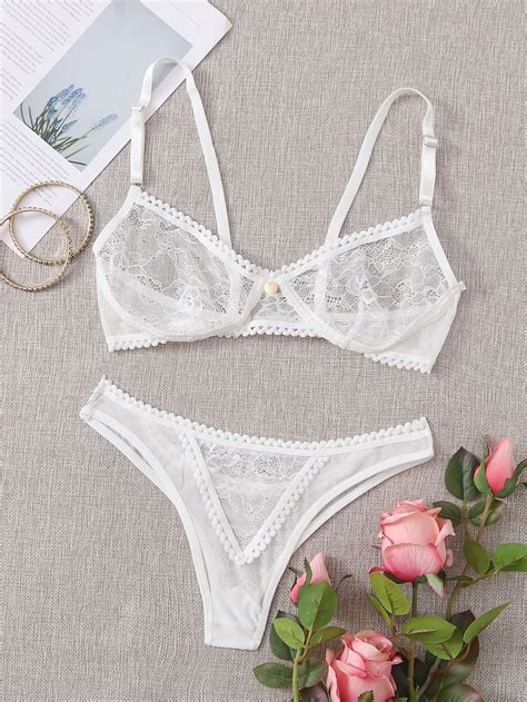 Embroidered Mesh Underwire Lingerie Set Artofit