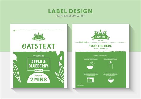 Oats Label Sticker Design Corn Flakes Cereal Jar Label Raw Food Banner