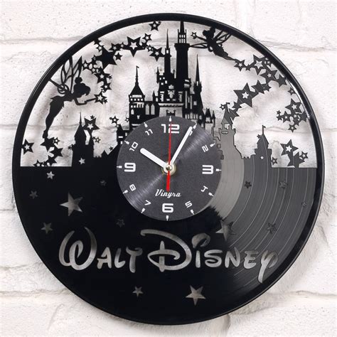 DISNEY CLOCK VINYL record wall clock Disney Castle clock wall | Etsy