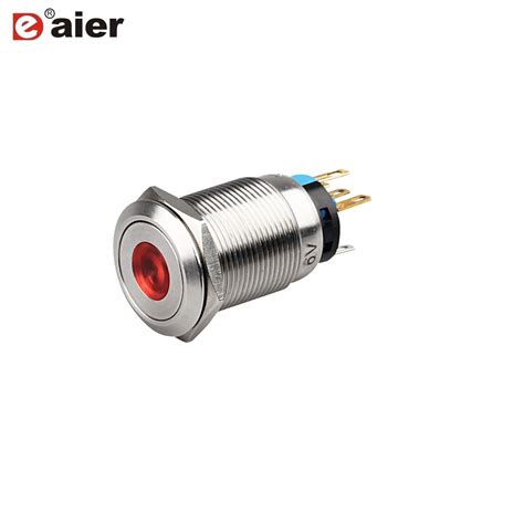 19mm 5pin Latching 12V LED Light Metal Push Button Switch China Push