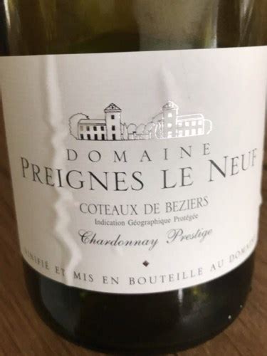 2016 Preignes Le Neuf Chardonnay Prestige Vivino US