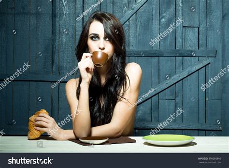 Sensual Attractive Topless Woman Long Brunette Stock Photo Shutterstock