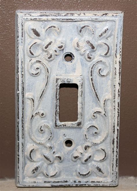 Antique White Switch Plate Cover Cast Iron Fleur De By Berryhills 10