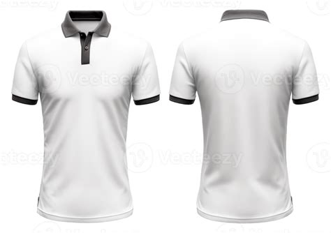 White Polo T Shirt Mockup Design With Black Collar Front And Back View