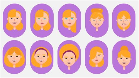 Ensemble De Visages Plats De Dessin Animé D une Femme Blonde Avec