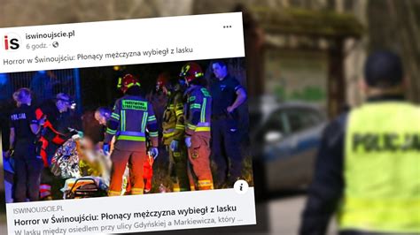 Dramatyczny incydent w Świnoujściu Płonący mężczyzna wybiegł z lasu