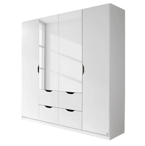 Mobel Select Armoire Blanche 4 Portes 1 Porte Miroir 4 Tiroirs Romane