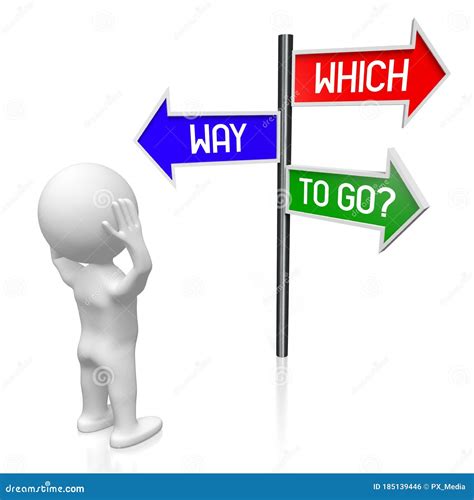 Which Way To Go Signpost With Three Arrows Cartoon Character Stock