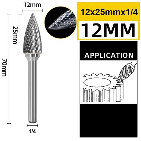 Lima Rotativa Metal Duro Cônica 12 x 25 haste de 1 4 Coferraze