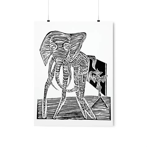 Surrealist Elephant, Salvador Dali Style Art Poster