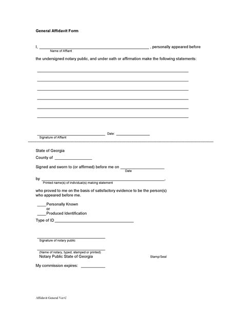 Printable Blank Notary Form