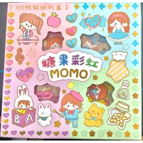 Jual Sticker Stiker Momo Anak Anak Viral Isi Warna Hijau Pink Ungu