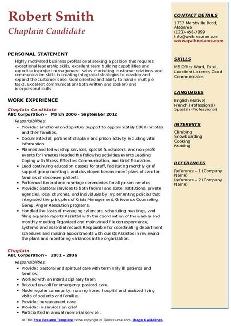 10 Chaplain Resume Samples And Templates For 2025