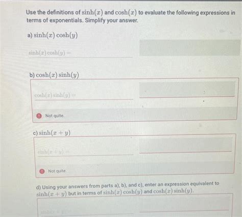 Solved Use The Definitions Of Sinh X And Cosh X To Chegg