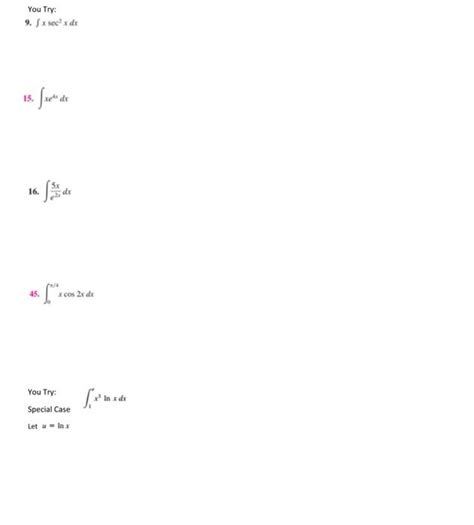 Solved Integration By Parts Formula ∫udv Uv−∫vdu Type I