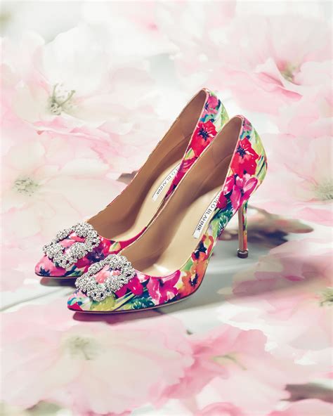 Manolo Blahnik Hangisi Floral Print 105mm Pump Multicolor Shoes Post