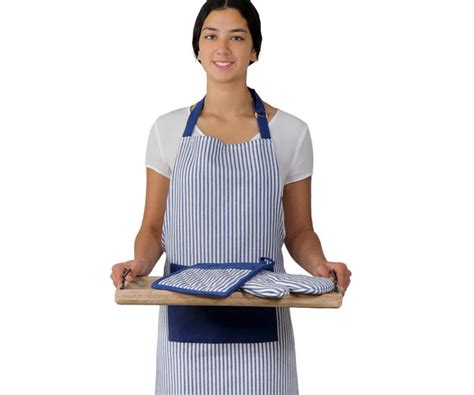 Classic Navy Ticking Stripe Apron