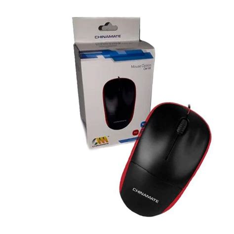 Mouse Óptico Usb Office Notebook 1000dpi Preto Vermelho Chinamate