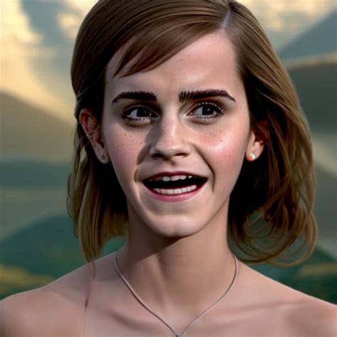 Krea Ai Joyful Smiling Emma Watson Wearing Cyborg Prosthe